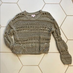 Pink Lily Beige Open Knit Sweater